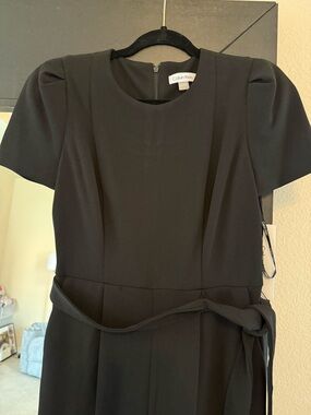 Calvin Klein Black Short-Sleeve jumpsuit with Waist Tie